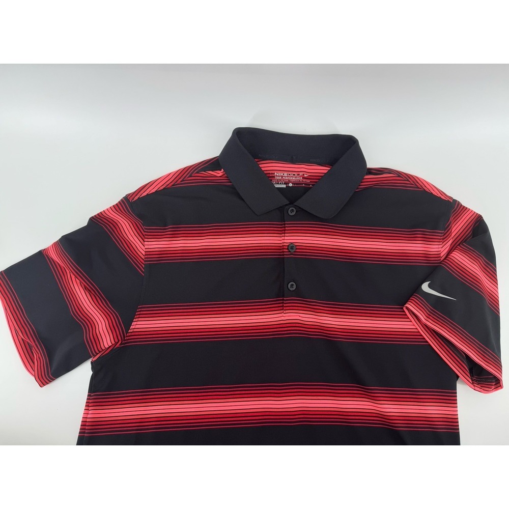 Nike Golf Polo Mens Large Tour Performance Dri-Fit Short Sleeve Colorful Striped
